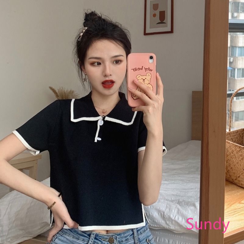 Áo Tay Ngắn Phong Cách Hàn Quốc Năng Động Cho Nữ