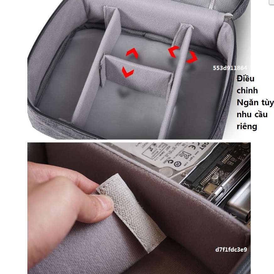 Túi Phụ Kiện Công Nghệ Đựng Pin Sạc Dự Phòng, Điện Thoại, Dây Cáp Sạc, Tai Nghe, Ổ Cứng, Có Tay Cầm