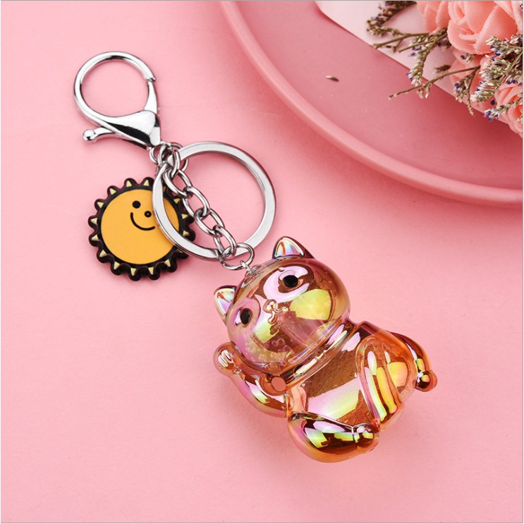 Móc khóa, móc túi Acrylic mèo thần tài trong suốt cute dùng làm quà tặng, dây treo balo, túi xách, ví cầm tay - Rap