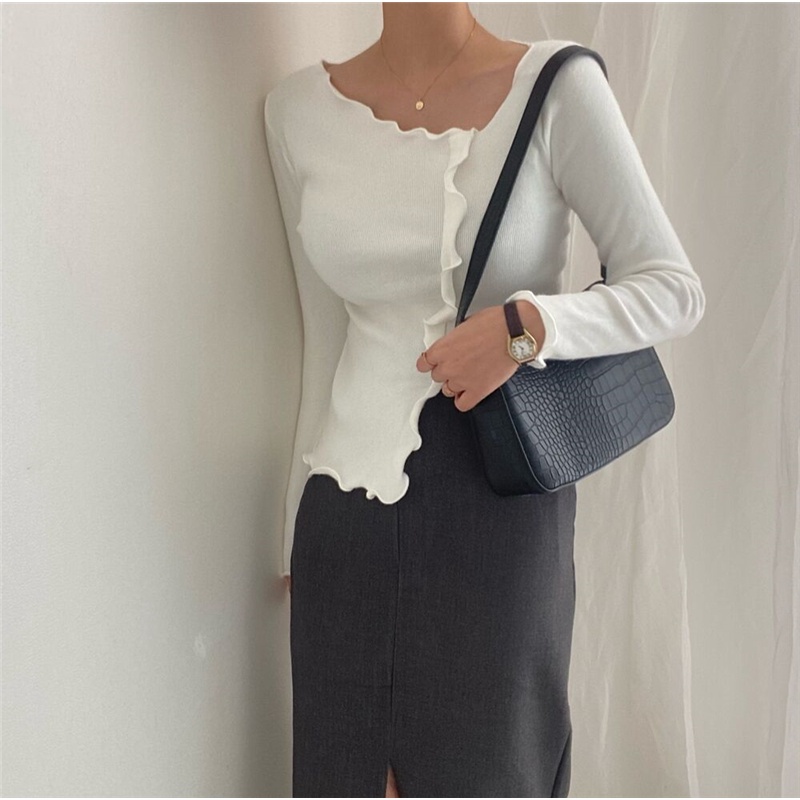 SUXI Áo Sweater Dệt Kim Tay Dài Màu Sắc Đơn Giản Cho Nữ