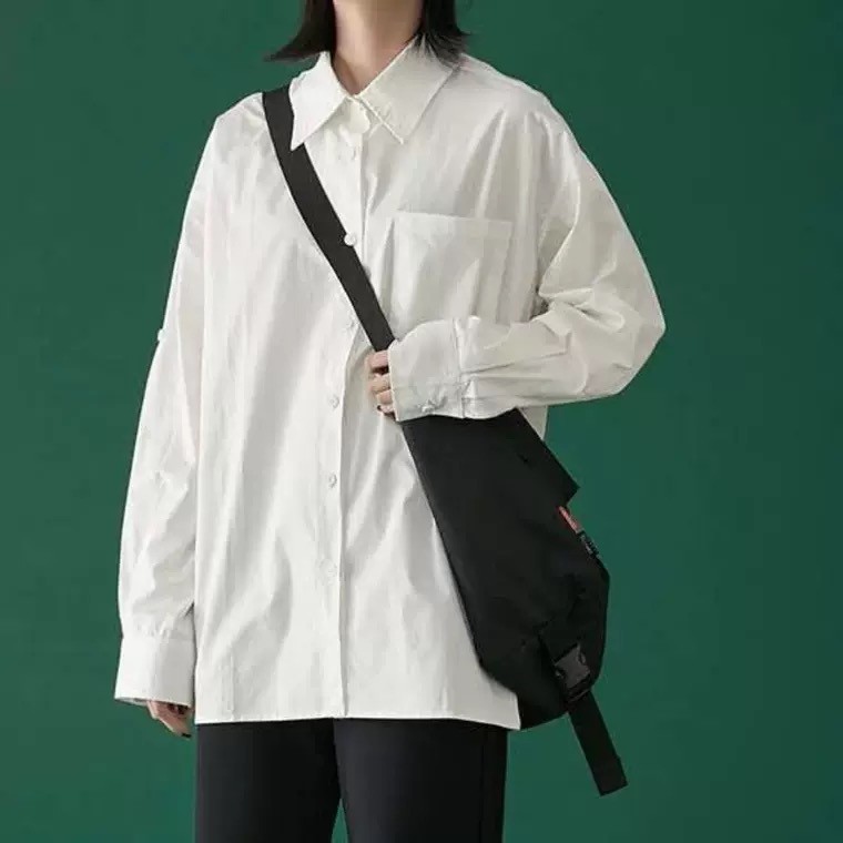 Áo sơ mi forgirl phong cách Hàn Quốc thanh lịch dáng basic