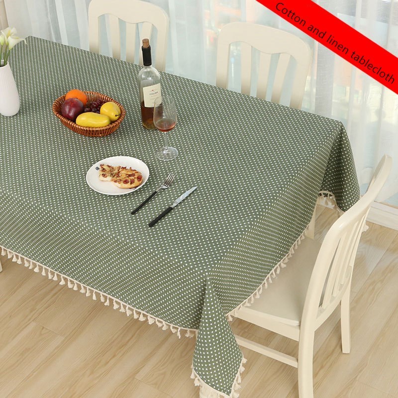 Khăn trải bàn chất liệu cotton lanh họa tiết kẻ sọc đơn giản