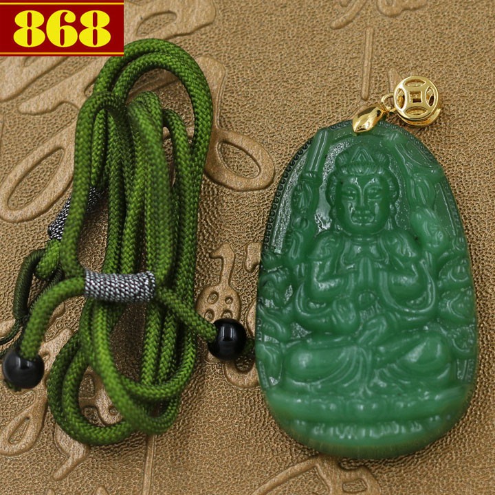 Dây chuyền Quan Âm nghìn tay nghìn mắt 5 cm xanh