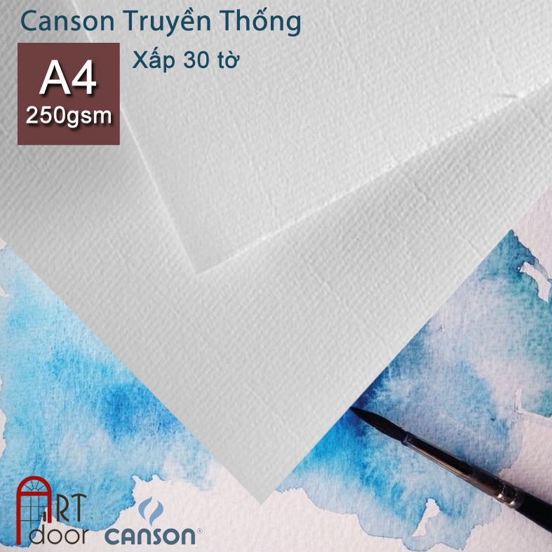 [ARTDOOR] Giấy vẽ màu nước Canson TRUYỀN THỐNG 250gsm(Vân Ngang, Dày)