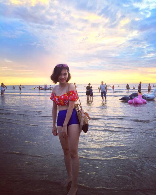 Bikini trễ vai hoa quần cạp cao (có sẵn)_1727