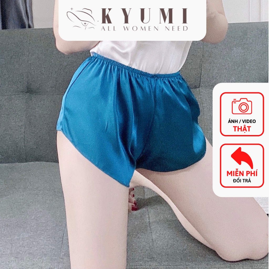 Đồ ngủ sexy quần đùi nữ lưng thun KYUMI OFFICIAL, chất liệu lụa satin mềm mịn mát, freesize 40-60kg tùy chiều cao 032 | BigBuy360 - bigbuy360.vn