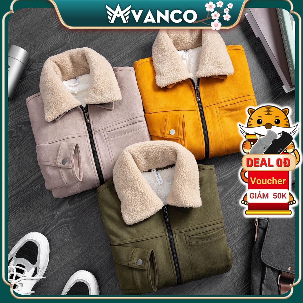 Áo khoác nam da lộn đẹp cổ lông tháo rời có lót lông, jacket Romhear Basic cao cấp mùa đông AVANCO AV99