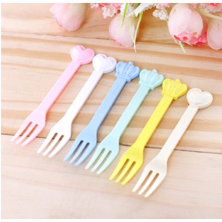 [Hộp 12 chiếc] Dĩa/Nĩa Kim Cương Nhựa Ăn Trái Cây, Bánh Sinh Nhật.