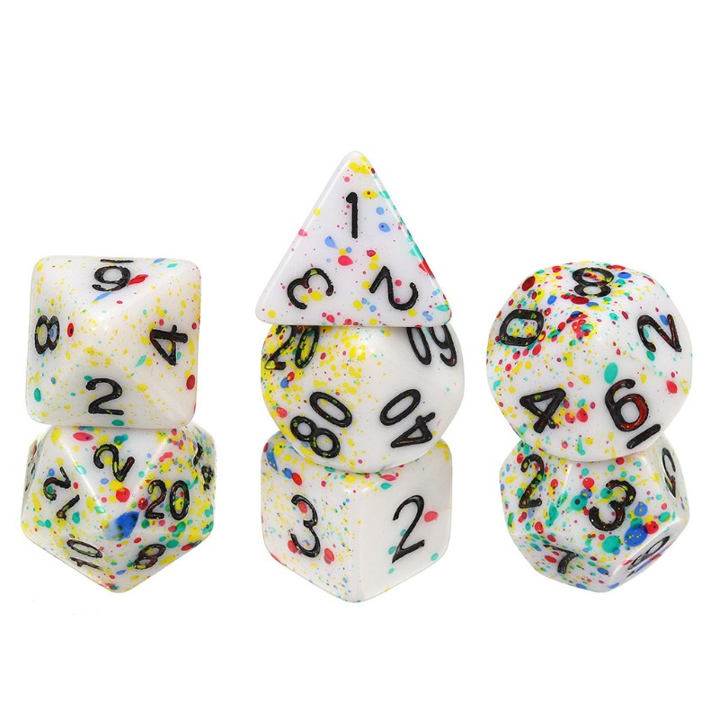 Set 7 xúc xắc acrylic chữ số hình dạng khác nhau dành cho game đóng vai RPG MTG DND