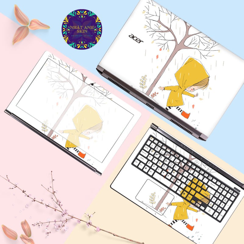 Miếng dán skin laptop mẫu nữ dễ thương decal laptop cho Dell Asus Acer HP Lenovo MSI Thinkpad Sony Vaio in theo yêu cầu