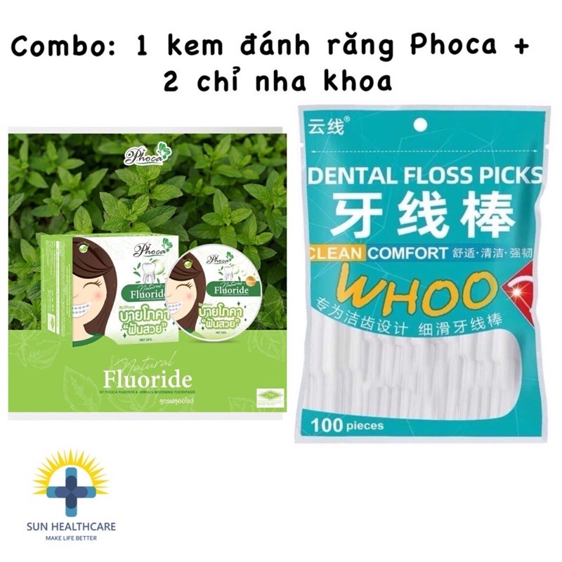 Combo 01 Kem Đánh Răng Phoca + 02 Chỉ Nha Khoa WHOO Cao Cấp