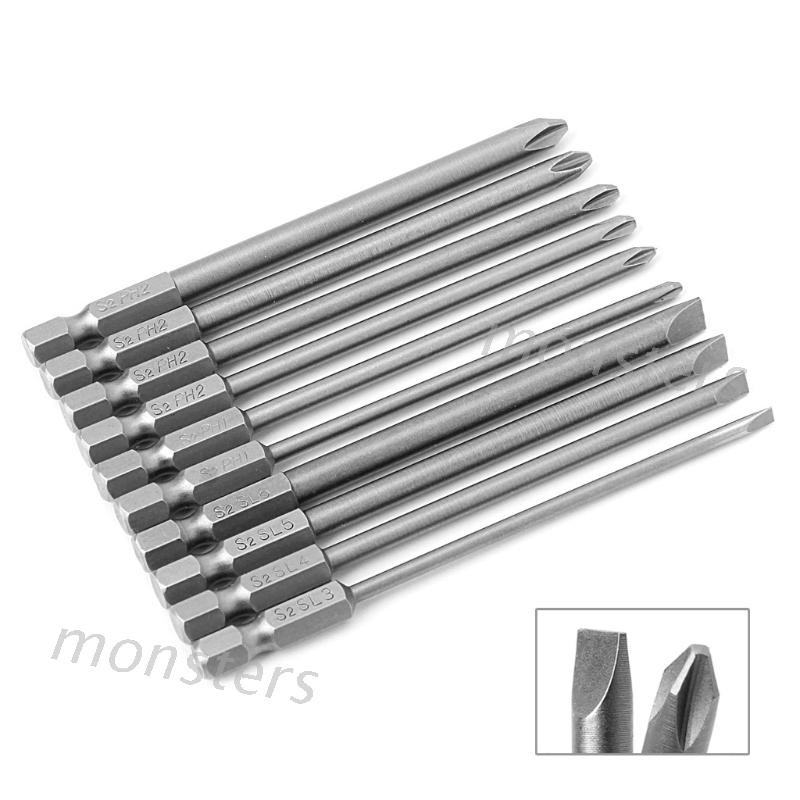 10 Đầu Tua Vít Nam Châm Ph2 1 / 4 Hex Shank 100mm
