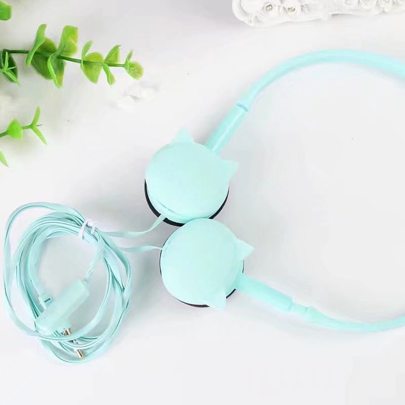 Pink Cat Earphones Easy to Give Baby Birthday Stereo Earphones Color Earphones with Mic iPhone MP3 Children with Retail Box | BigBuy360 - bigbuy360.vn