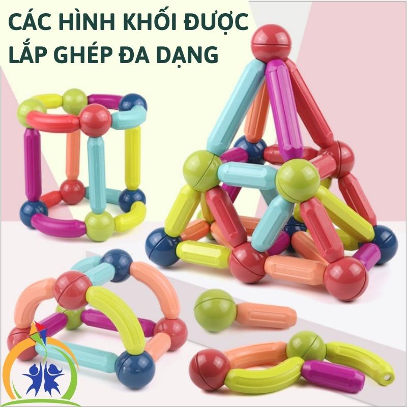 Xếp hình nam châm, Bộ đồ chơi ghép hình nam châm thông minh cho bé trai, bé gái GenKids