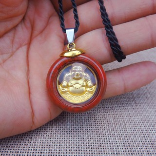Mặt Dây Chuyền Phật, hợp kim mạ vàng lồng trong khung kính cầu độc đáo, mang lại bình an và may mắn cho bạn và gia đình