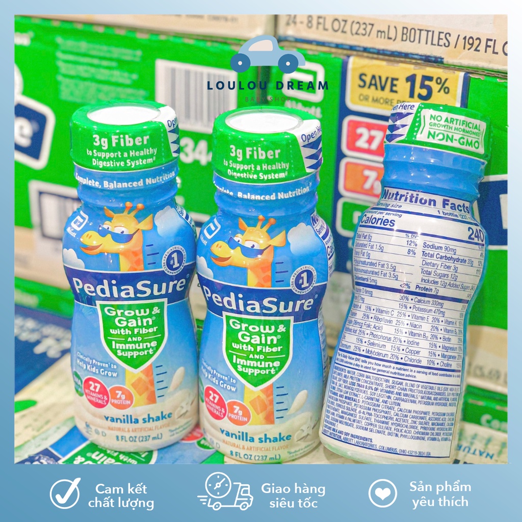 Sữa nước Pediasure Grow Gain With Fiber vị vani 237ml