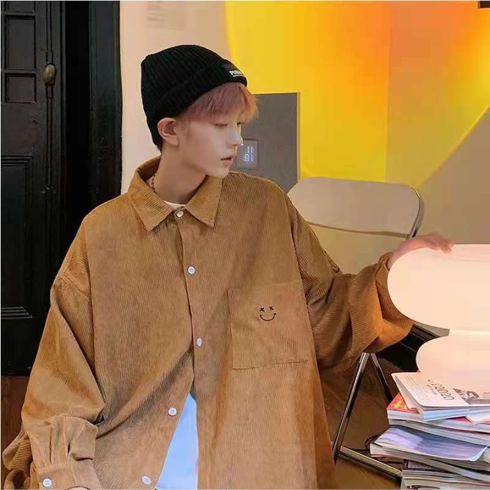 Áo sơ mi nhung tăm nam nữ unisex màu cam cao cấp 03 pon.mens