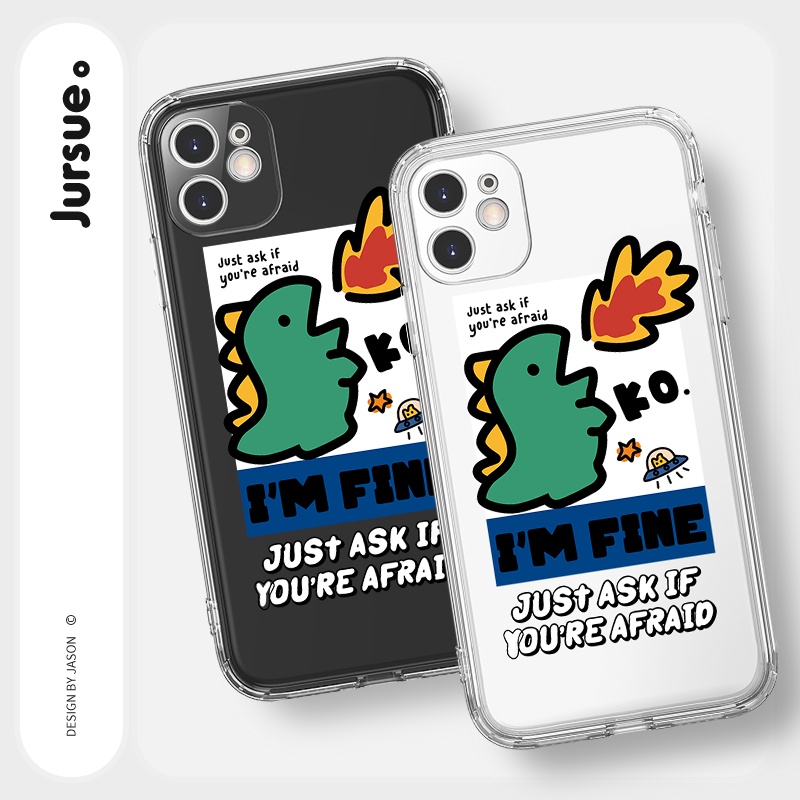 Ốp lưng JURSUE viền vuông hoạt hình dễ thương đẹp cho iPhone 13 12 11 Pro Max SE 2020 X XR XS ip 8 7 6 6S Plus kute Y224