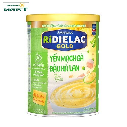 Bột Ăn Dặm Ridielac Gold Yến Mạch Gà Đậu Hà Lan - Hộp Thiếc 350G - Nhanhomart