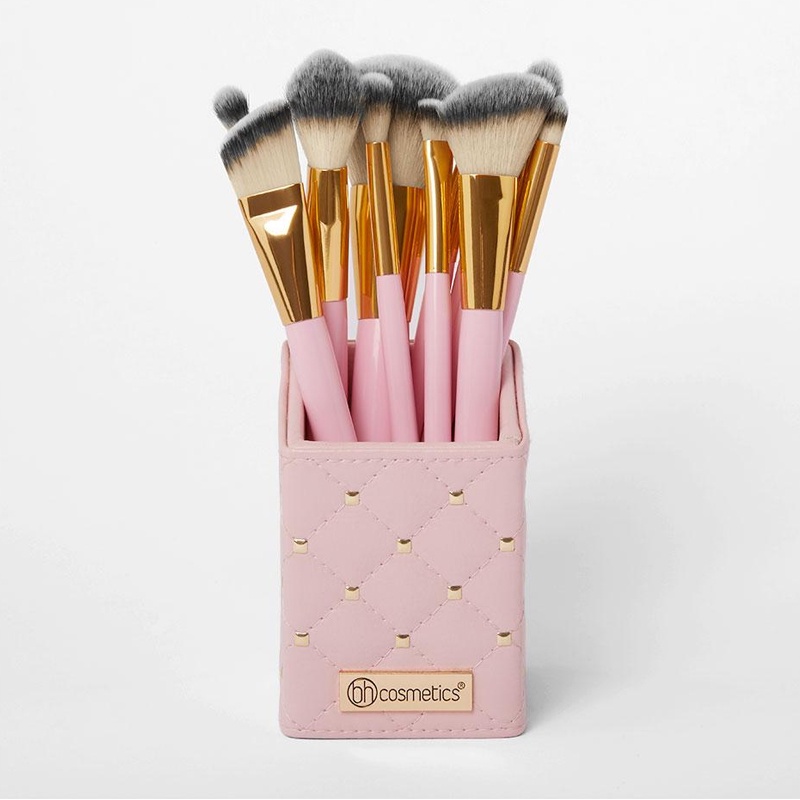 Bộ cọ BH Cosmetics Pink Studded Elegance 12 Piece Brush Set With Holder