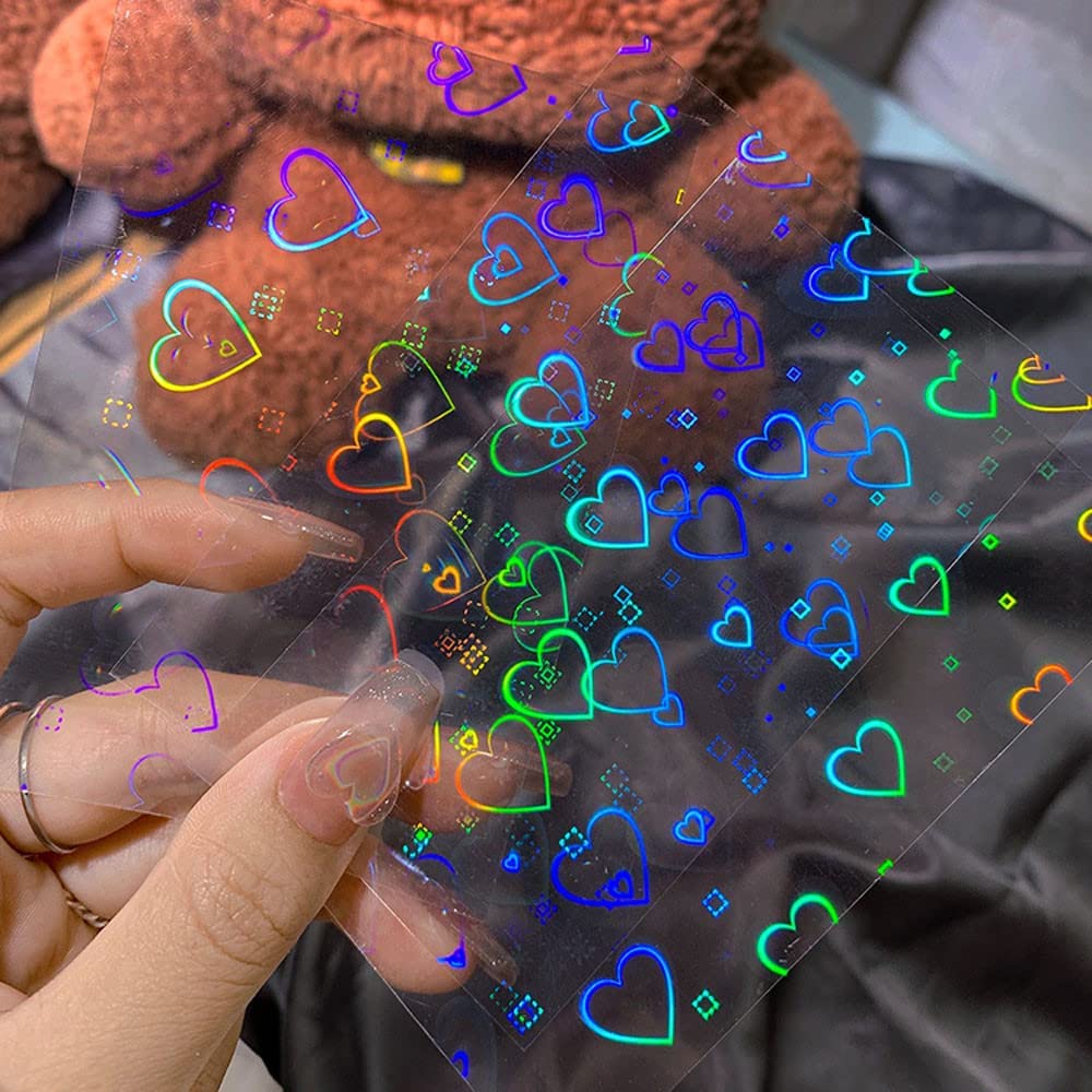 [Hàng mới về] Miếng dán móng tay hình trái tim màu sắc rực rỡ 3D