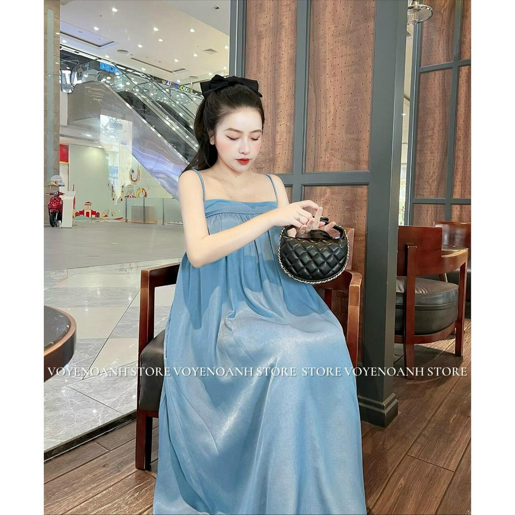 Đầm Maxi 2 Dây Dáng Dài Rộng Chun Ngực,Váy 2 Dây Dáng Suông Đi Biển Bầu Bí Siêu Xinh