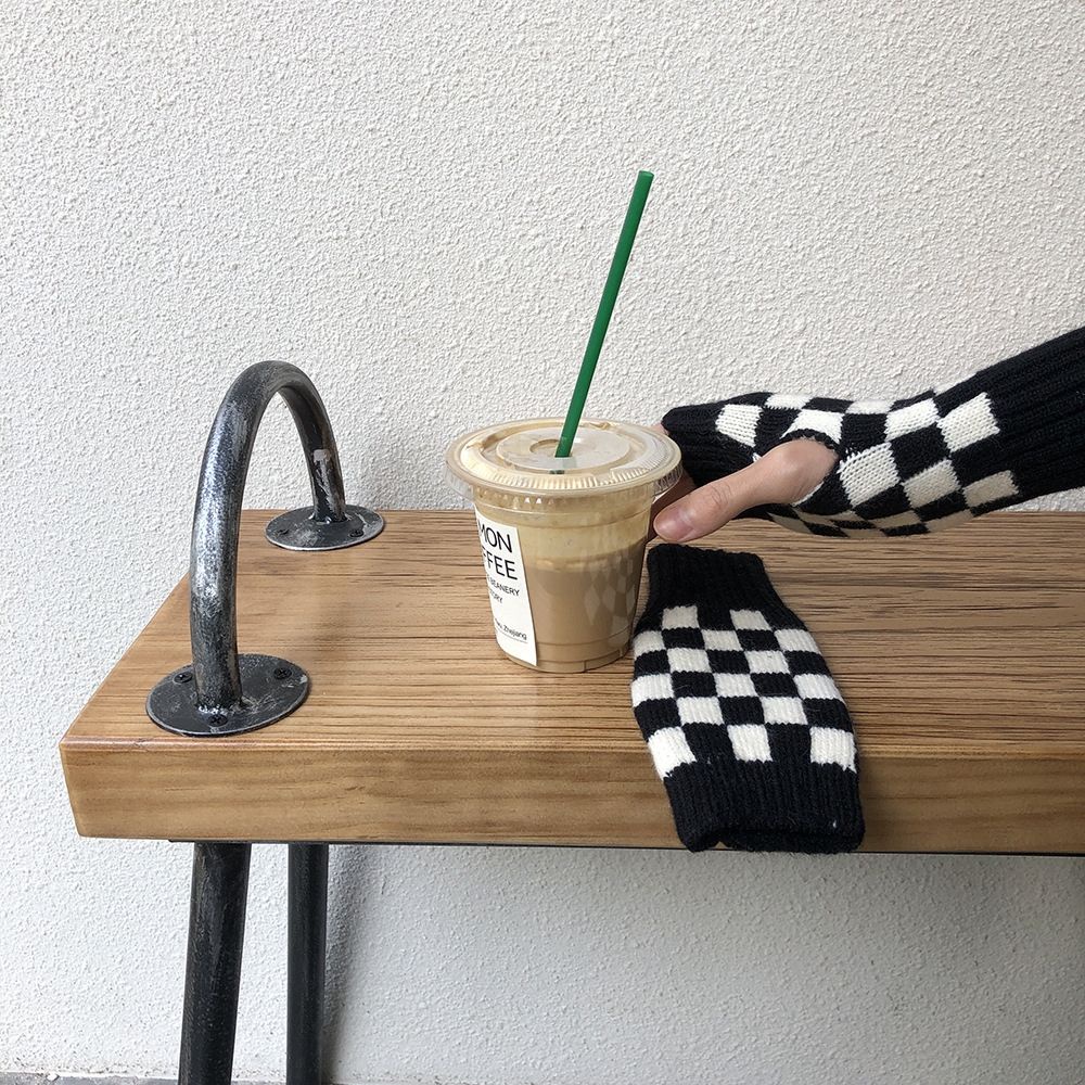 Găng tay hở ngón dệt kim mềm dày co giãn thoáng khí nhiều màu phong cách thu đông cho nam và nữ