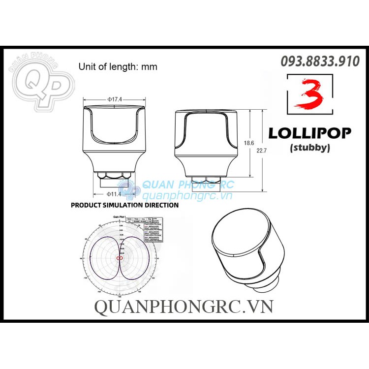 Anten 5.8GHz 2.5dBi Foxeer Lollipop 3