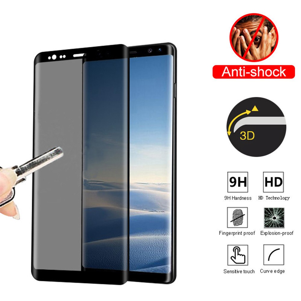 Kính cường lực cong 3D che phủ toàn diện chống nhìn trộm bảo vệ màn hình cho Samsung Galaxy S8 S9 S8 Plus S9 Plus Note 8 Note 9