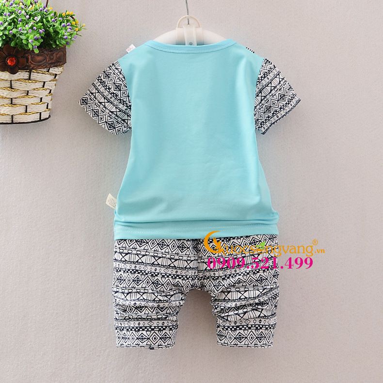 Bộ quần áo bé trai set lửng bé trai wash mềm GLSET026 xanh ngọc Cuocsongvang