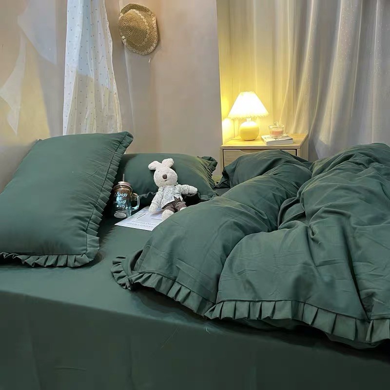 Set Chăn Ga Cotton TC Viền Bèo Trơn (Shinbedding)