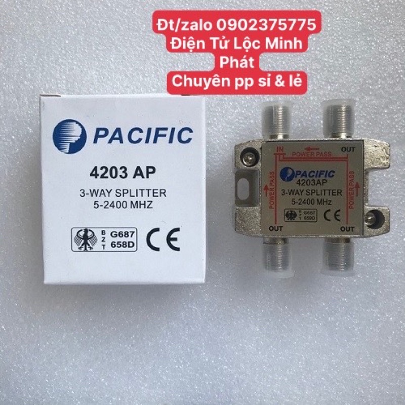 Bộ Chia 3 Đỏ pacific Truyền Hình Cáp 4203AP