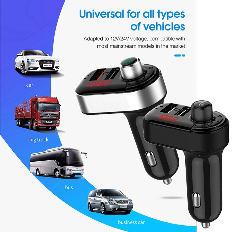 Máy Nghe Nhạc MP3 AUX-IN Kết Nối Bluetooth 5 0 Cổng USB Cho Xe Hơi