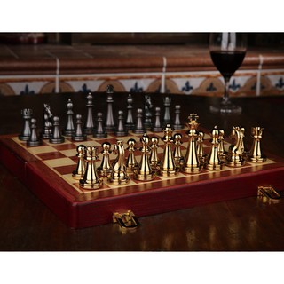 Bàn Cờ Tướng Gỗ Và Kim Loại Đẹp Mắt King Royal - Cao Cấp