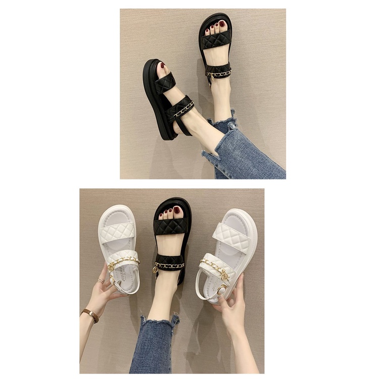 [Giá hủy diệt] Sandal Nữ Quai Ngang Đế Bánh Mì Quai Phối May Chỉ Thời Trang Hàn Quốc