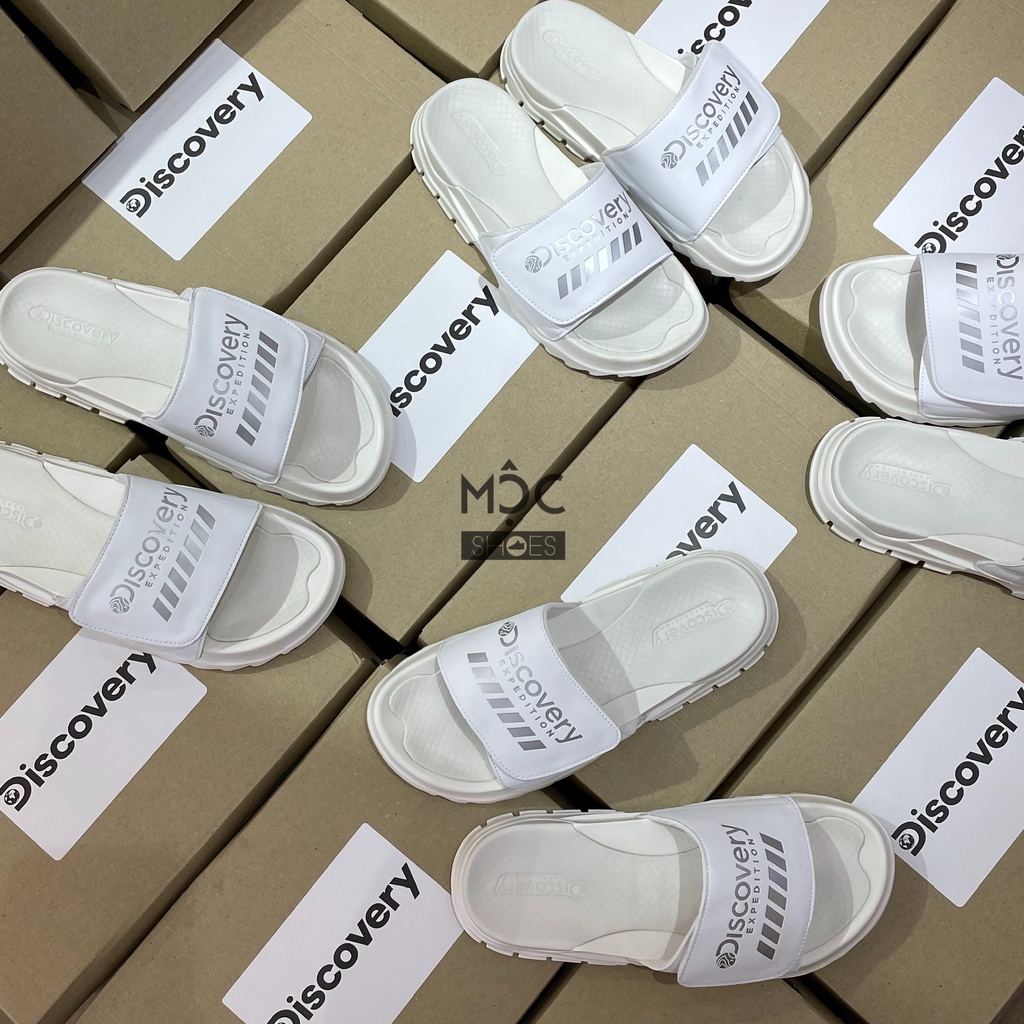[CHÍNH HÃNG] Dép quai dán DISCOVERY - màu *White/Silver* - CODE: DXLP2101N WHS