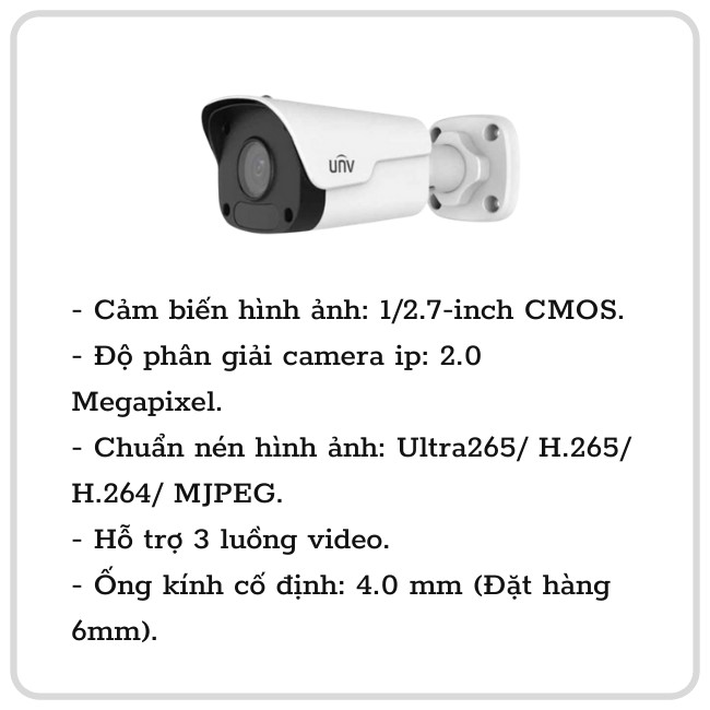 Camera IP hồng ngoại 2.0 Megapixel UNV IPC2122CR3-F40-A