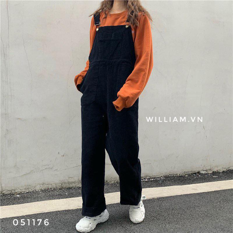 Quần yếm nhung gân 6180 - ĐEN (051176) | BigBuy360 - bigbuy360.vn