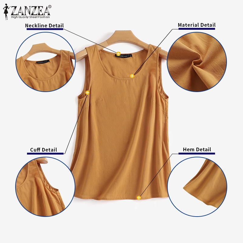 Zanzea Áo Hai Dây Cổ Tròn Màu Trơn Thoải Mái Thời Trang Cho Nữ