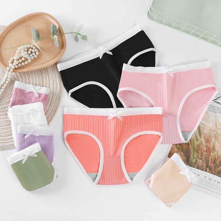 Combo 10 Quần lót nữ cotton kháng khuẩn  phong cách Nhật Bản đính nơ xinh xắn dễ thương quyến rũ - QLN108