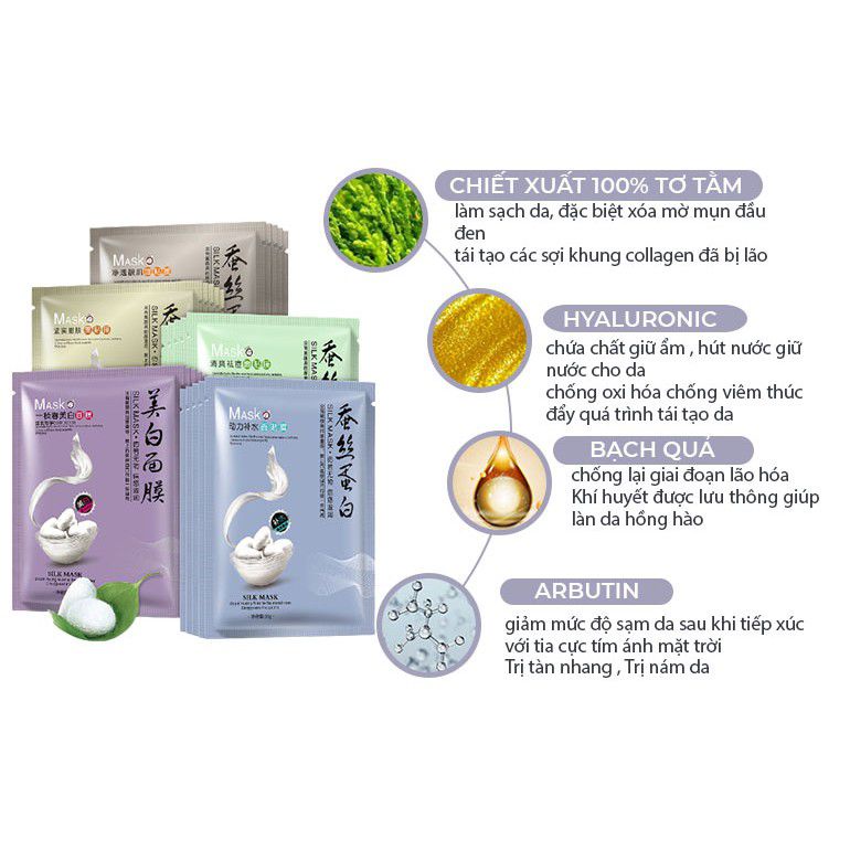 Mặt nạ giấy dưỡng da ngăn ngừa mụn cấp ẩm thải độc tơ tằm DAKAVA MN02 | BigBuy360 - bigbuy360.vn