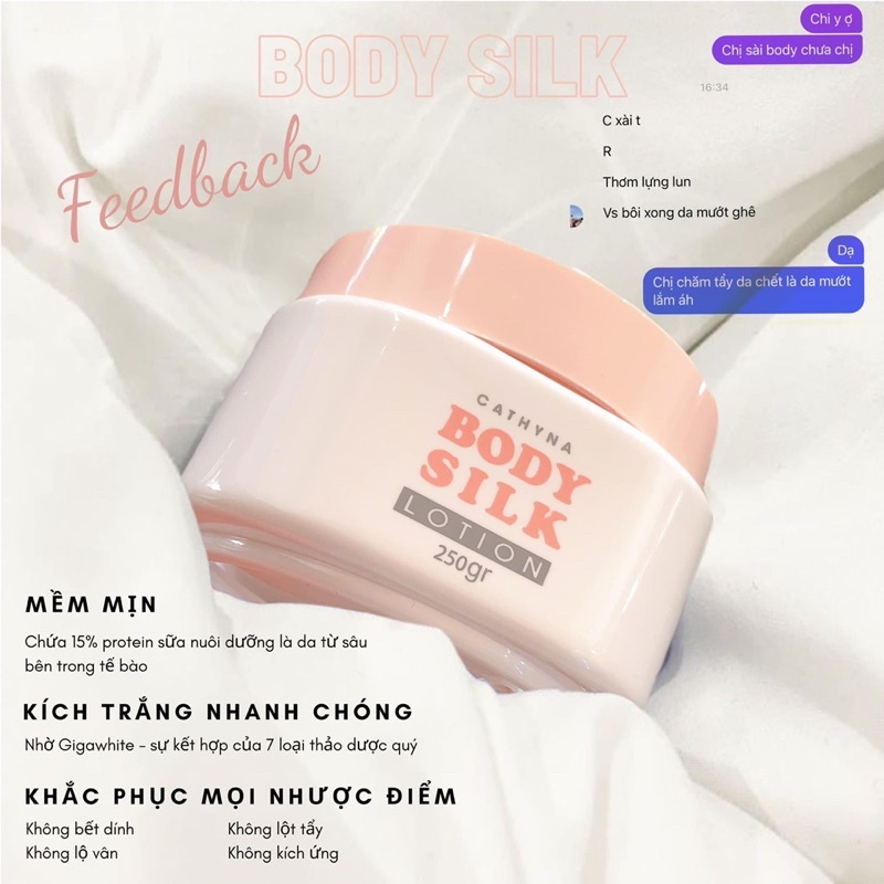 [ Tặng Tẩy TBC] Kem body silk dưỡng trắng Body Silk Cathyna