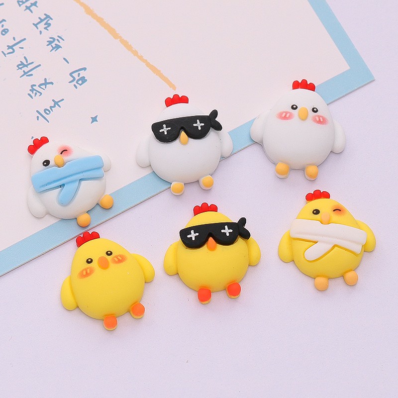 Charm (C505) slime/ Dụng Cụ Charm Trang Trí [Ko Keo &amp; Nút] Bé Gà Con Cá Tính