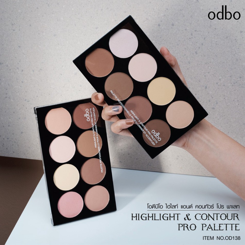 Phấn Tạo Khối 8 Màu ODBO Highlight &amp; Contour Pro Palette