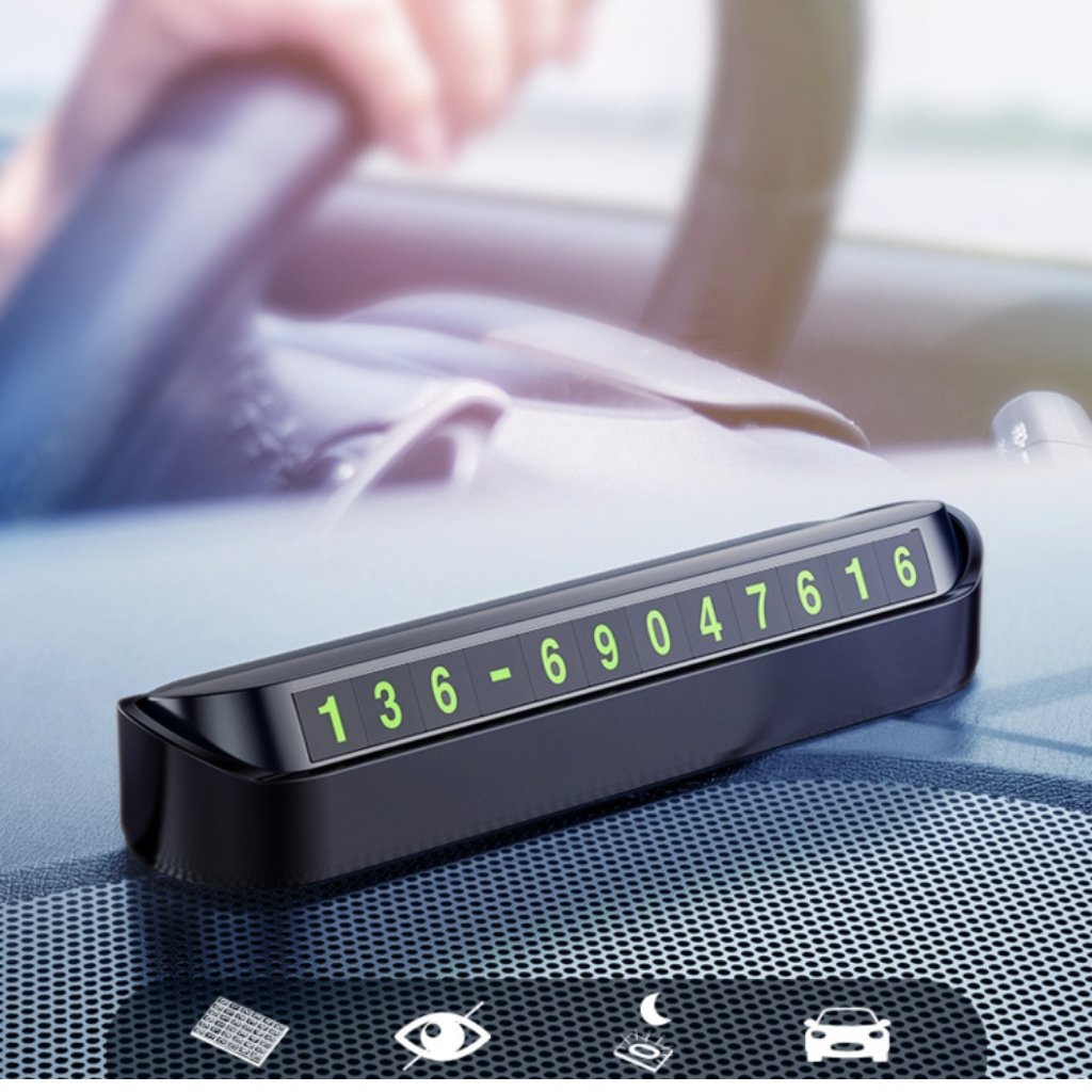 Bảng số điện thoại gắn taplo xe ô tô cao cấp chính hãng OTOBOX, số bằng nam châm phản quang, sử dụng tiện dụng khi đỗ xe