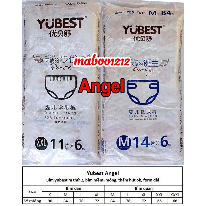 Bỉm Yubest Gold, Night, Angel, Natural, Cao cấp quần/dán S132, S90, M108, M84, L96, L78, XL72,XXL66, XXXL66