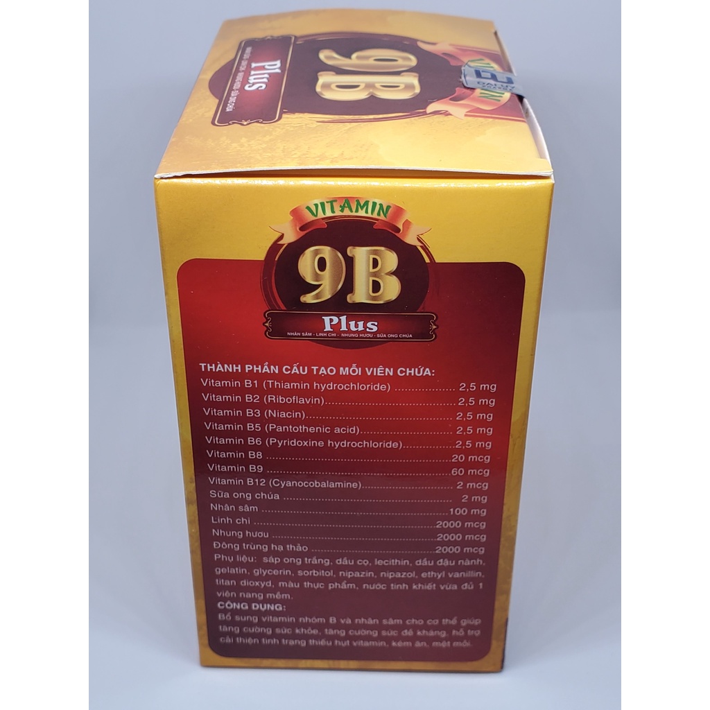 VITAMIN 9 B PLUS - TĂNG ĐỀ KHÁNG VÀ MIỄN DỊCH  - Vitamin B, Ginseng, Linh chi, Đông trùng, Nhung hươu