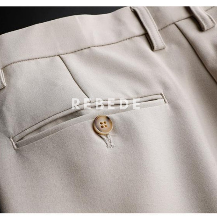 Quần tây nam đẹp màu trắng kem, vải Tuyết hàn co giãn cao cấp ống suông đứng Rebede | BigBuy360 - bigbuy360.vn