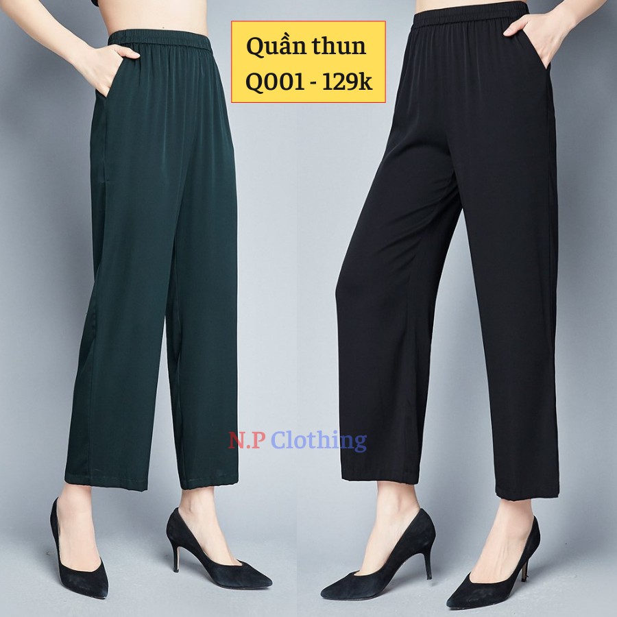 Quần Trung Niên MAI THY Q002, Mẫu Quần Dài Nữ Chất Thun Cho Mẹ Form Rộng Dễ Phối Đồ | Thời Trang Trung Niên U40+