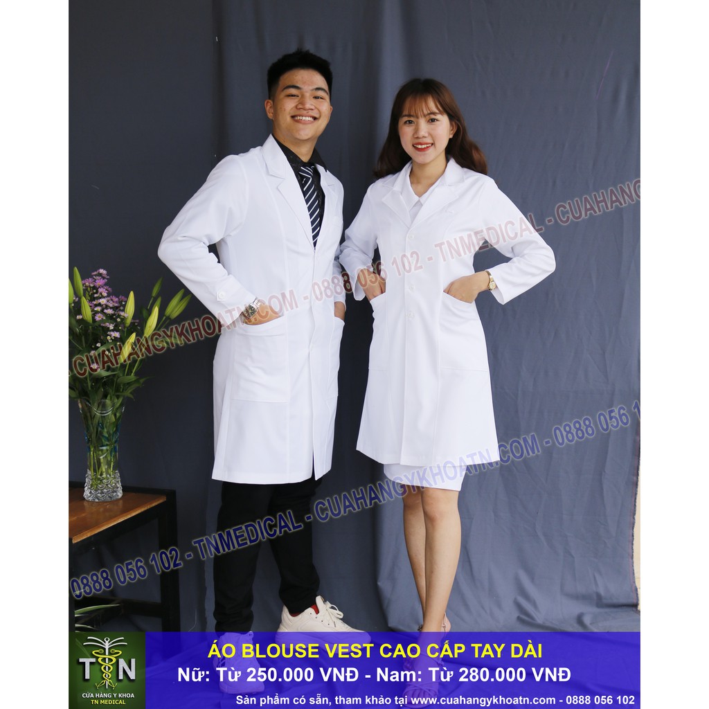 Áo Blouse (Blue) Vest Bác Sĩ Cao Cấp - Thương Hiệu TN Medical